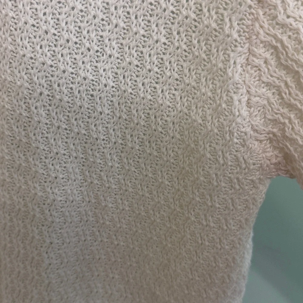 Cream Textured Knit Button Front Cardigan XL Soft Oversized Sweater with Pockets